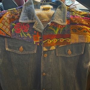 Kk 88 Designs Vintage Hand Beaded Denim Jacket